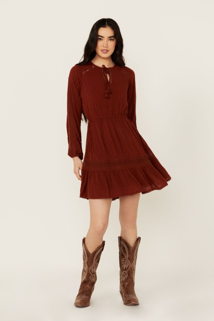 Idyllwind Women's Riker Long Sleeve Mini Dress | Brandy Brown