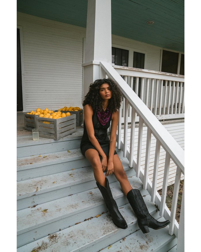 Idyllwind Women's Bosley Midi Coated Lace Up Dress | Black