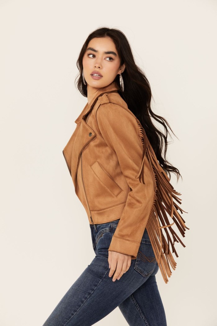 Idyllwind Women's Boxcroft Fringe Moto Jacket | Tan