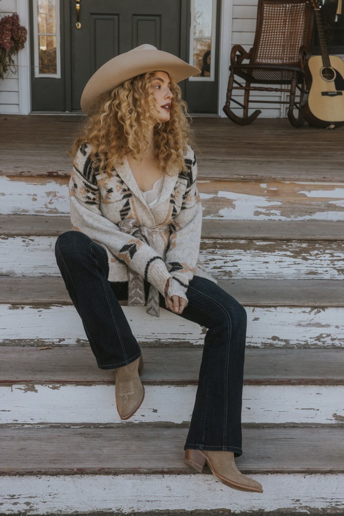 Idyllwind Women's Nora Southwestern Print Belted Sweater | Ivory