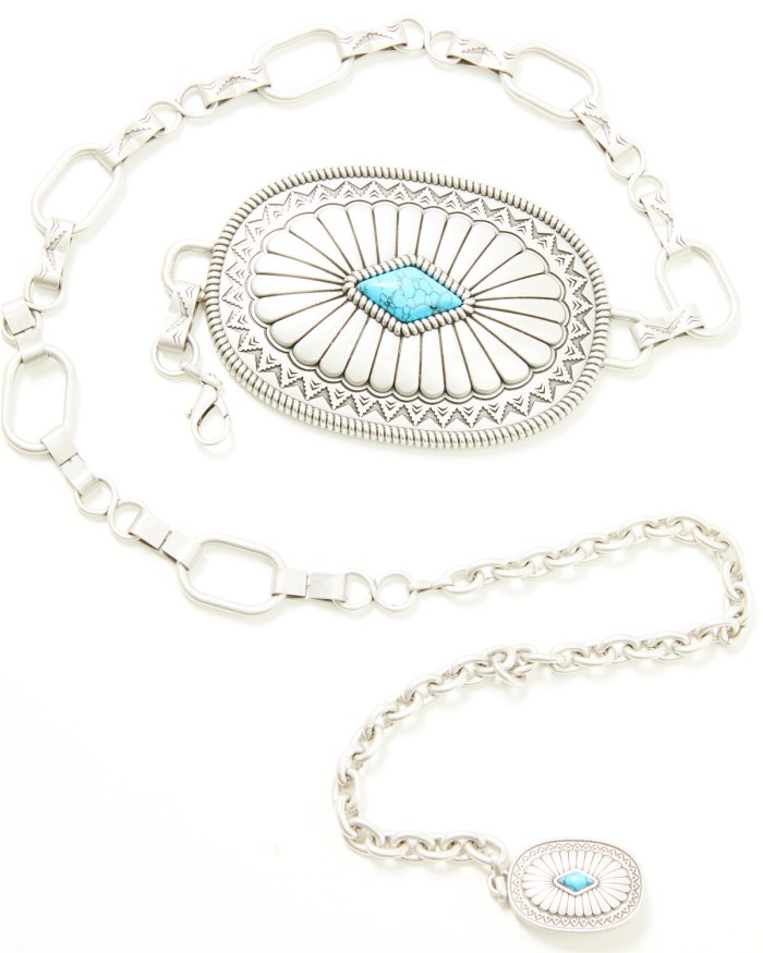 Idyllwind Women's Vivelle Oval Concho Chain Belt | Silver