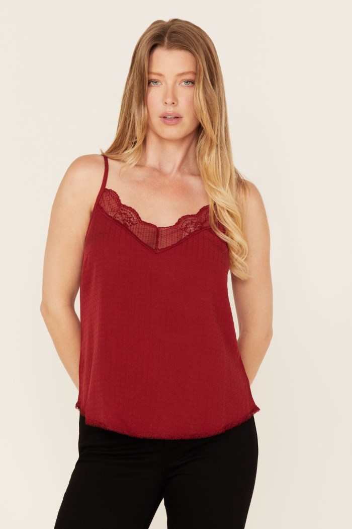 Idyllwind Women's Randa Lace Trim Cami | Wine