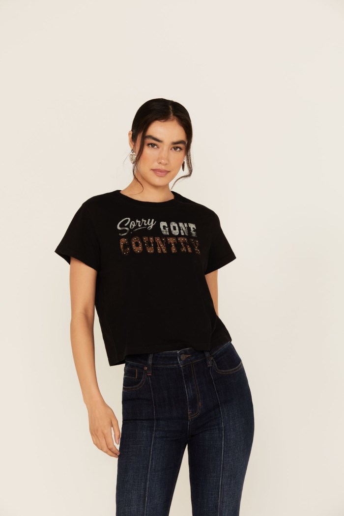 Idyllwind Women's Sorry Gone Country Short Sleeve Cropped Graphic Tee | Black