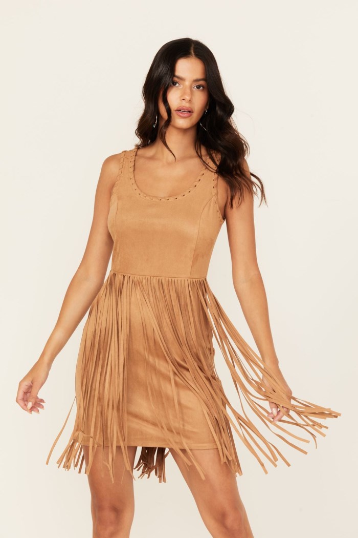 Idyllwind Women's Lady Luck Faux Suede Mini Dress | Tan