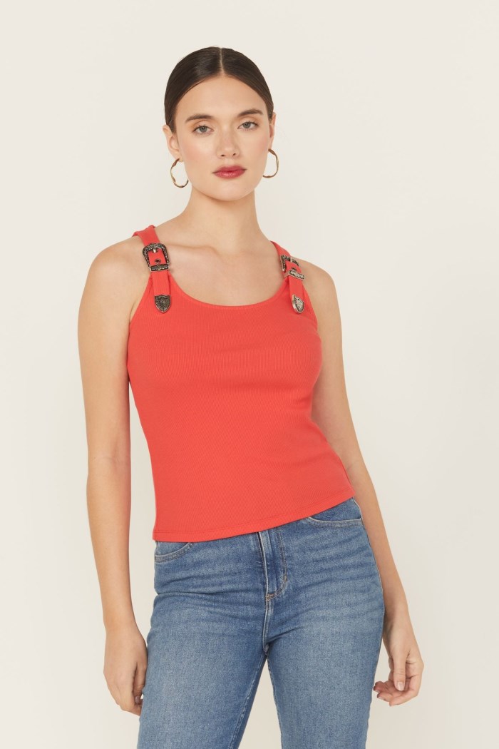 Idyllwind Women's Wylie Rib Knit Buckle Tank | Coral