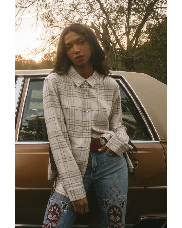 Idyllwind Women's Kingfish Fringe Flannel Shirt | Stone