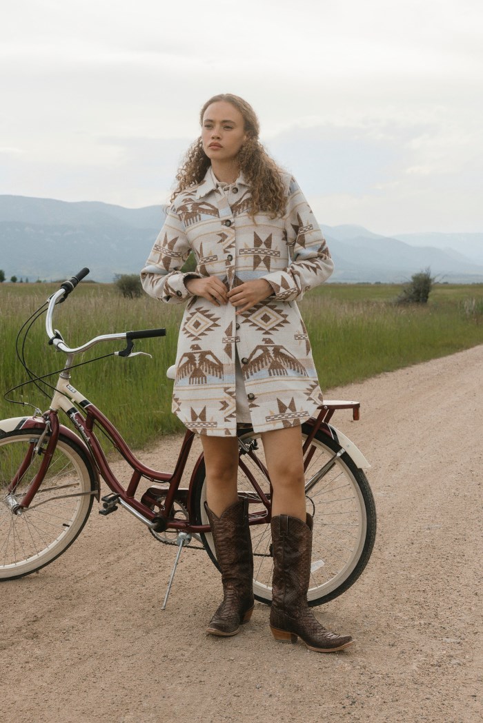 Idyllwind Women's Mcain Southwestern Print Button-Down Long Shacket | Cream