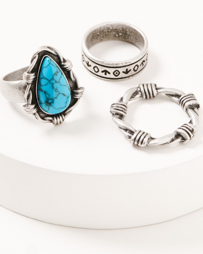Idyllwind Women's Hydesale Ring Set - 3 Piece | Turquoise
