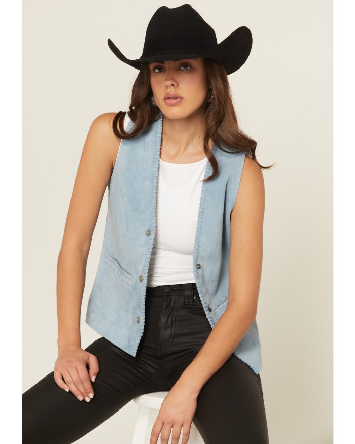 Idyllwind Women's Mavert Suede Fringe Vest | Light Blue