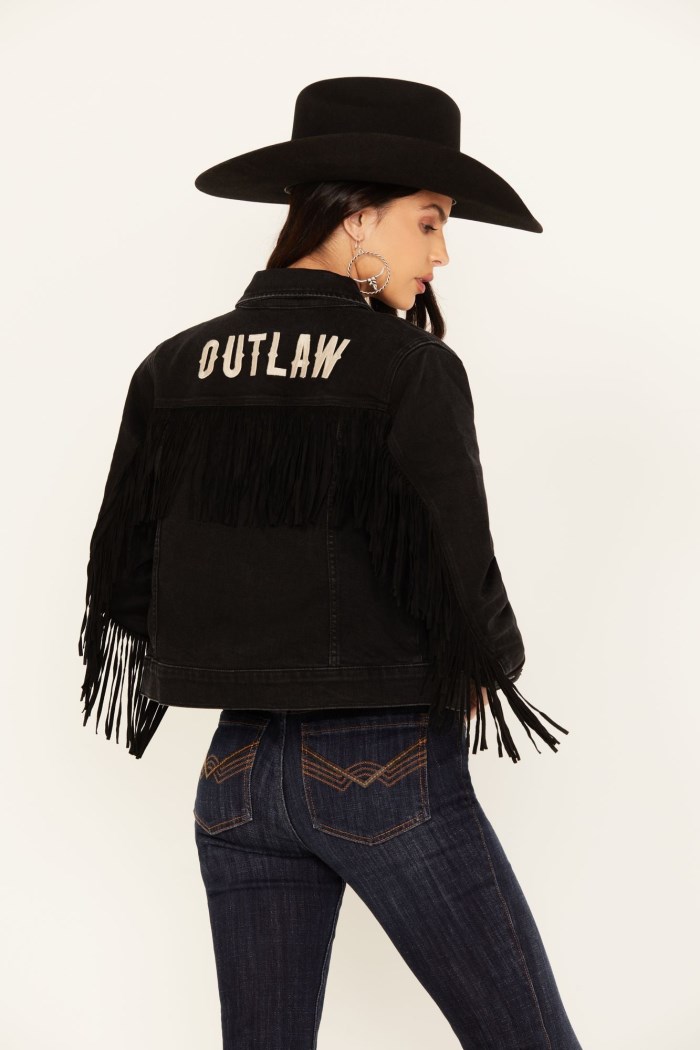 Idyllwind Women's Outlaw Fringe Denim Trucker Jacket | Black