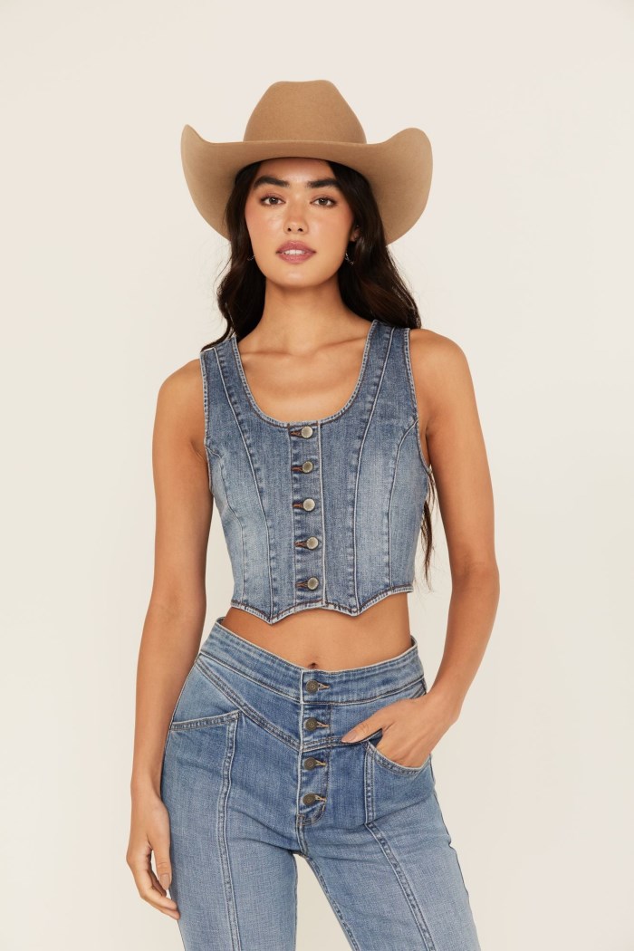 Idyllwind Women's Ivywood Medium Wash Stretch Denim Vest | Medium Wash