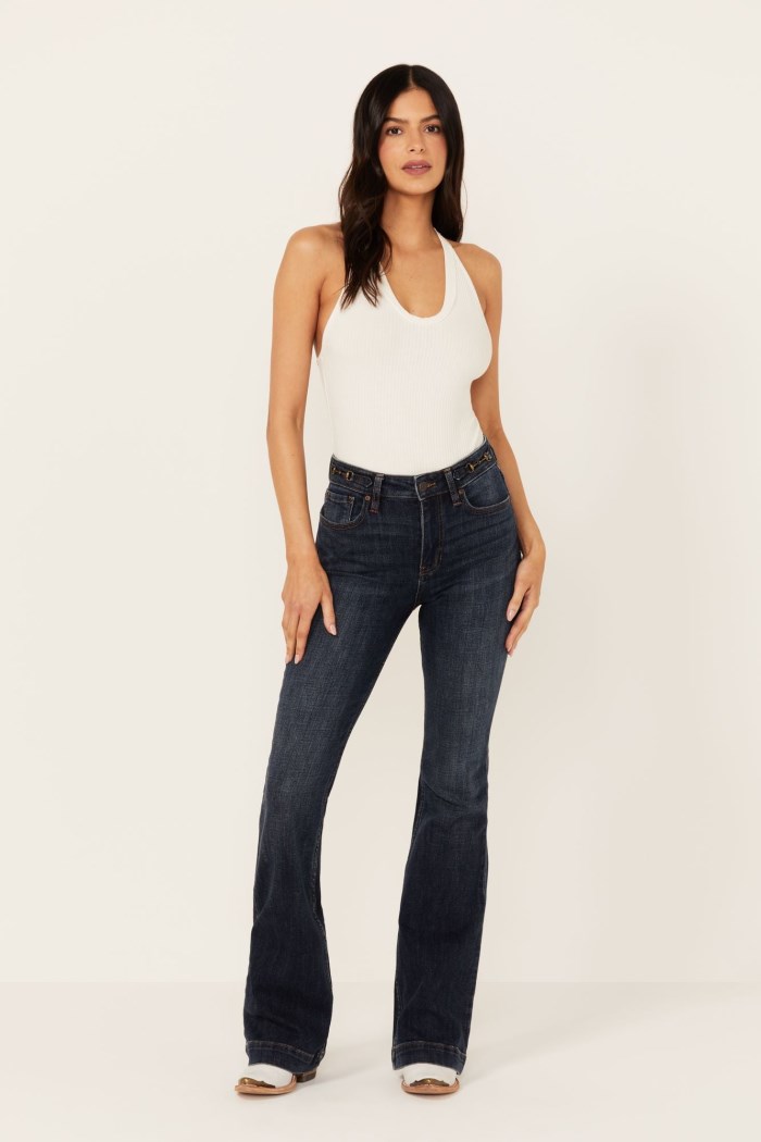 Idyllwind Women's Hermosa Dark Wash High Rise Bootcut Horsebit Comfort Stretch Denim Jeans | Dark Wash