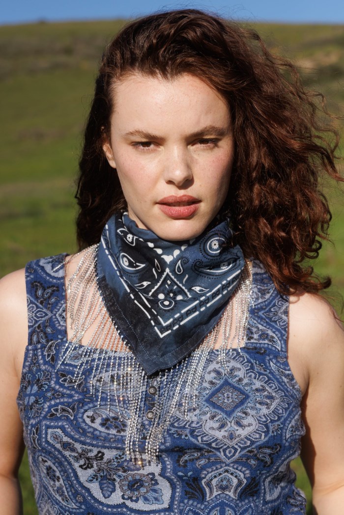 Idyllwind Women's Bluebell Fringe Bandana Necklace | Navy