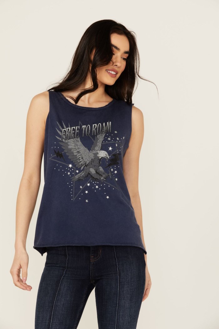 Idyllwind Women's Monetta Freebird Graphic Tank | Steel Blue