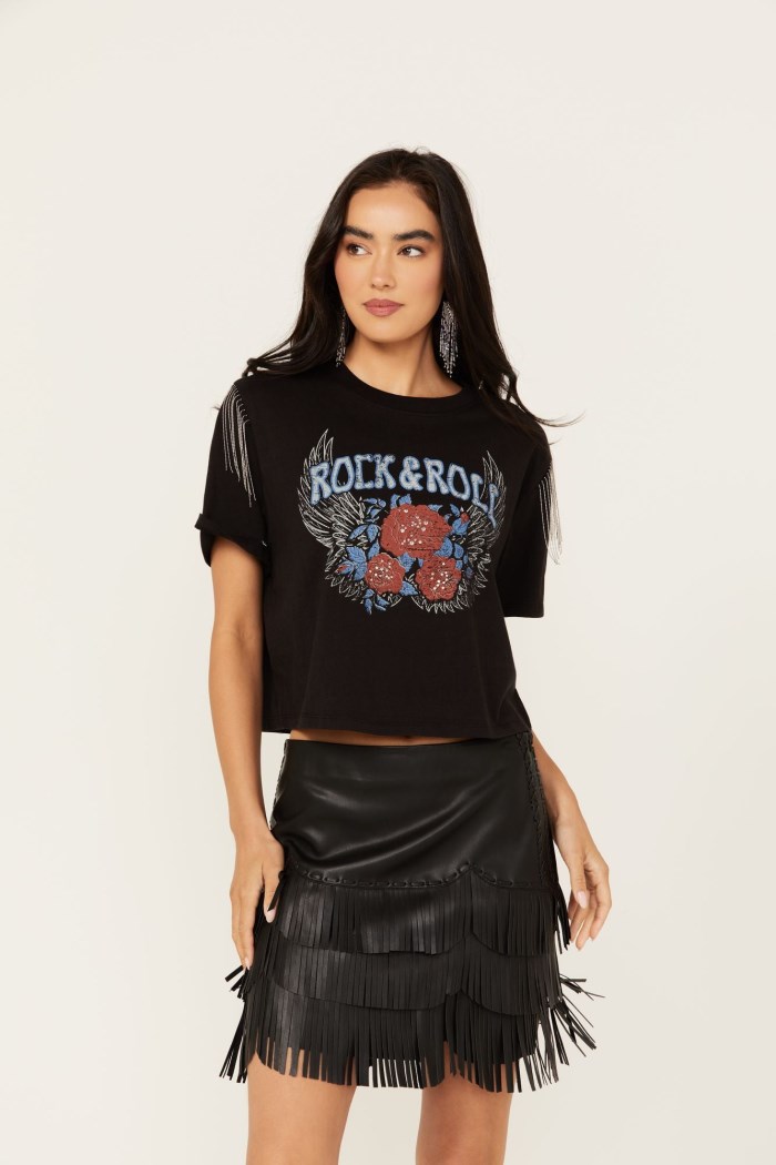 Idyllwind Women's Robin Rock & Roll Embellished Graphic Tee | Black