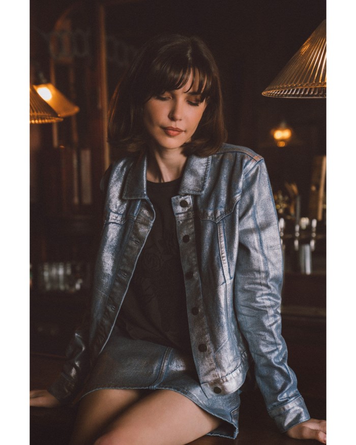 Idyllwind Women's Goldfinch Denim Foiled Jacket | Light Medium Wash