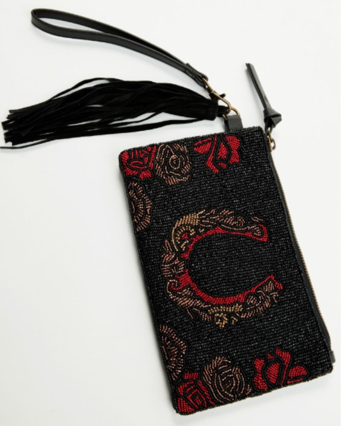 Idyllwind Women's Rose Seed Bead Wristlet Clutch | Black